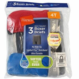 Hanes Boys Boxer Briefs 3 Pack 4T NIP Tagless Comfort